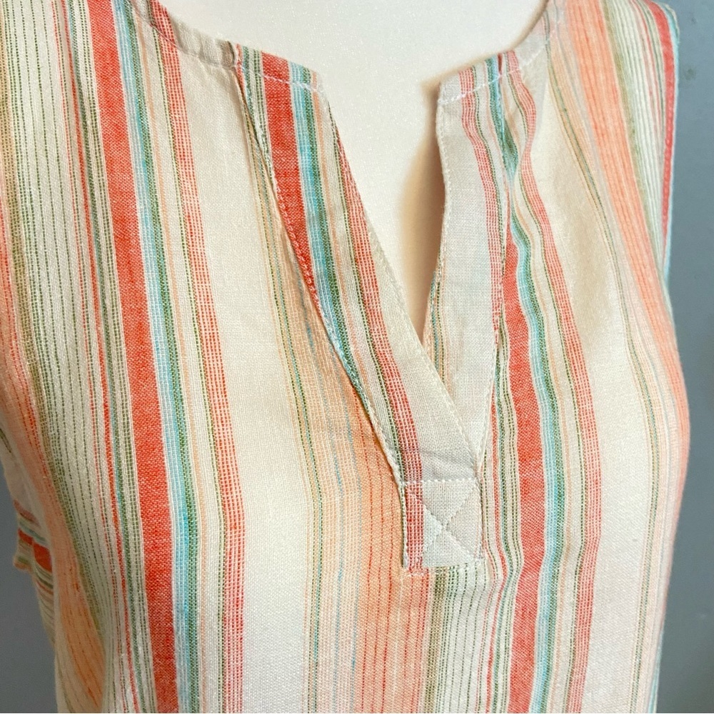 Beachlunchlounge Women's Multicolored Linen & Cotton Blend Sleeveless Tunic Top - Picture 6 of 11